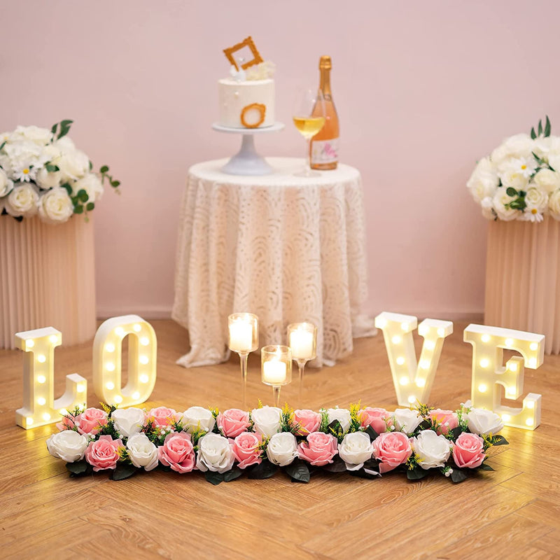 Artificial Flower Table Decorations for Wedding - 6pcs Pink  White Arrangement Set