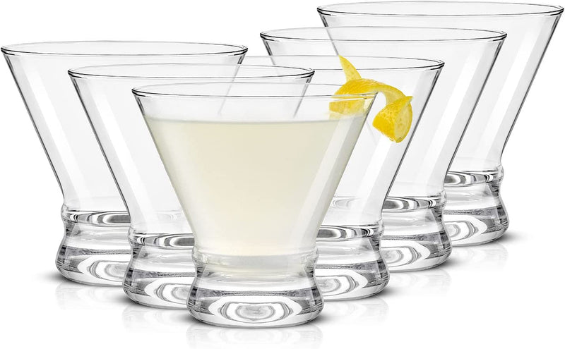 JoyJolt Martini Glasses Set of 6 - Cocktail Glasses - 8oz Stemless Martini Glasses - Margarita Glasses - Liquor Drinking Glasses - Bar glass - Glass Dessert Cups - Martini Glass Cups