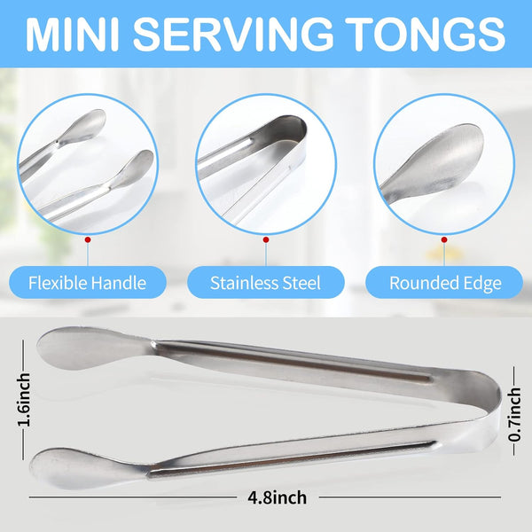 18PCS Mini Tongs for Appetizers, 5Inch Serving Tongs, Ice Tongs Appetizer Tongs, Small Tongs for Serving Food, Kitchen Utensils for Sugar Cubes, Coffee, Tea Party, Dessert, Charcuterie Board