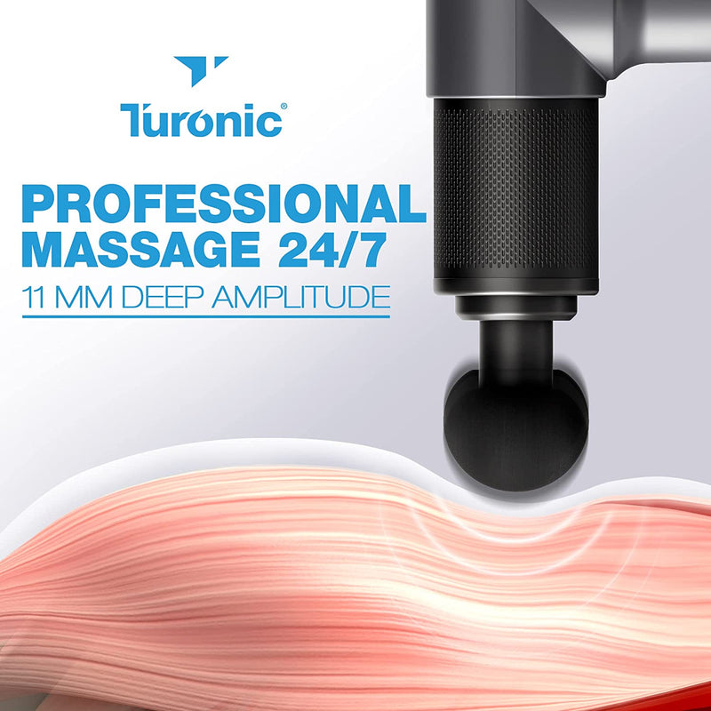 Turonic GM5 Massage Gun - Deep Tissue Massager for Muscle Relax & Pain Relief (Foot, Back, Neck, Shoulder, Leg, Calf) - 5 Speeds, 7 Massage Heads - Quiet Electric Handheld Percussion Massage Gun