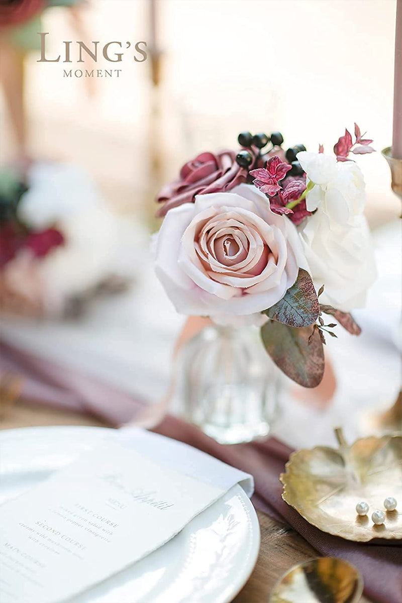 Set of 6 Mini Bridesmaid Bouquets - Mauve Dusty Rose Wedding Centerpieces