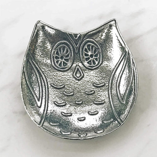 Crosby & Taylor Owl Pewter Teabag Holder Trinket Dish