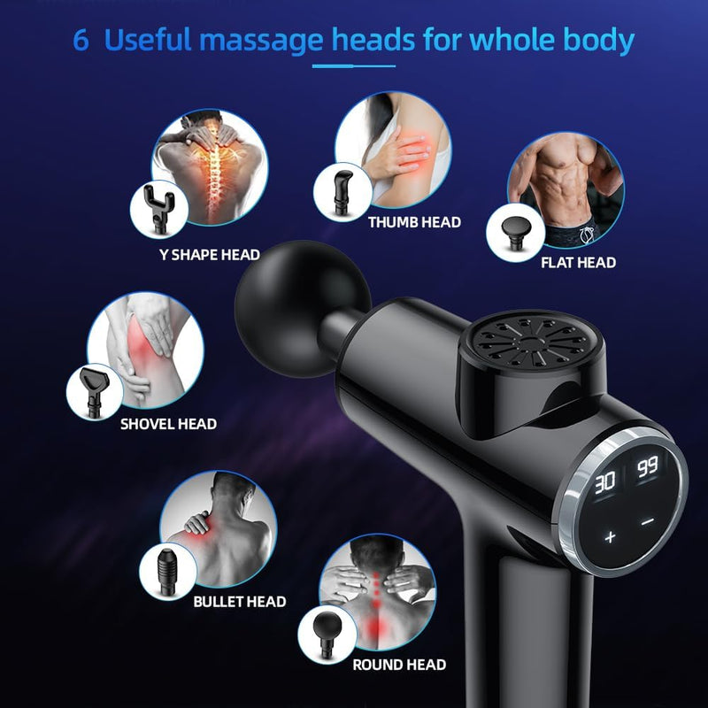 Massage Gun Deep Tissue for Back, Neck, Shoulder, Leg Pain Relief – Percussion Massage Gun for Athletes 30 Speed Levels Massager Tool