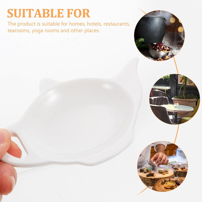 Cabilock 4pcs Teabag Holder Tea Bag Plate Decorative Ceramic Teabag Tray Delicate Teabag Dish Seasoning Dishes Soy Dipping Bowls Spoon Rests