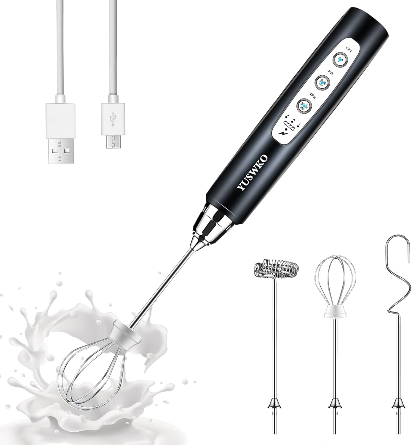 Nahida Handheld Milk Frother for Coffee, Rechargeable Electric