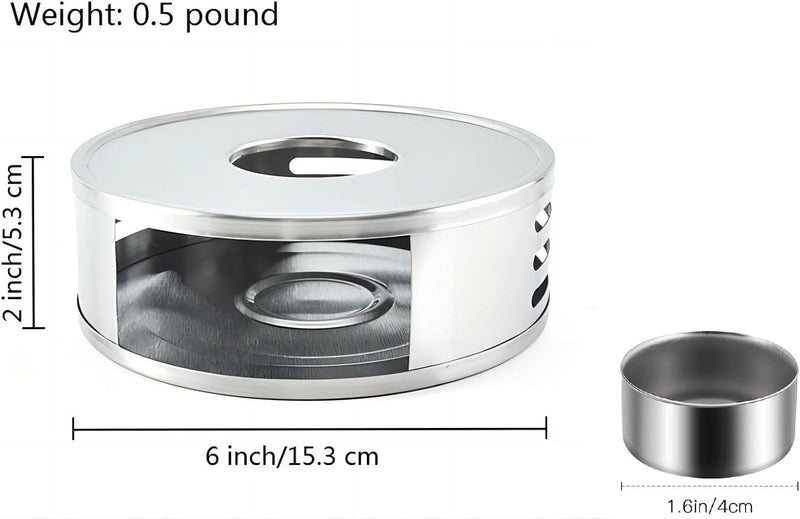 Stainless Steel Teapot Warmer, Tea Light Food Coffee Warmer, 6 Inches Diameter (Candle not Included)