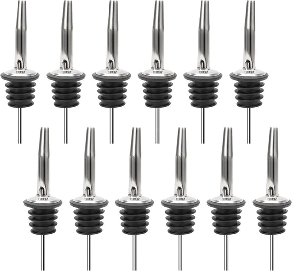 JBtek (12 Pack Stainless Steel Classic Bottle Pourers w/Tapered Spout