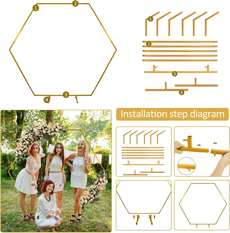 Gold Hexagon Wedding Arch - CeremonyReception Decor