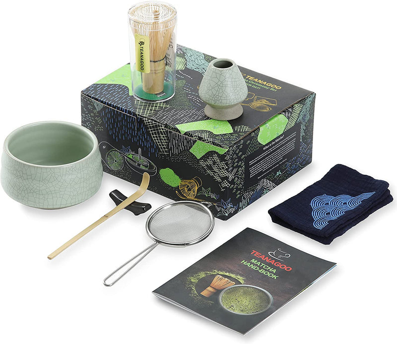 TEANAGOO Japanese Tea Set Matcha Whisk Set Matcha Bowl Bamboo Matcha Whisk (chasen) Scoop (chashaku) Matcha Whisk Holder Tea Making Kit. MSB-5 Matcha Green Tea Powder Kit. Matcha Tea Kit