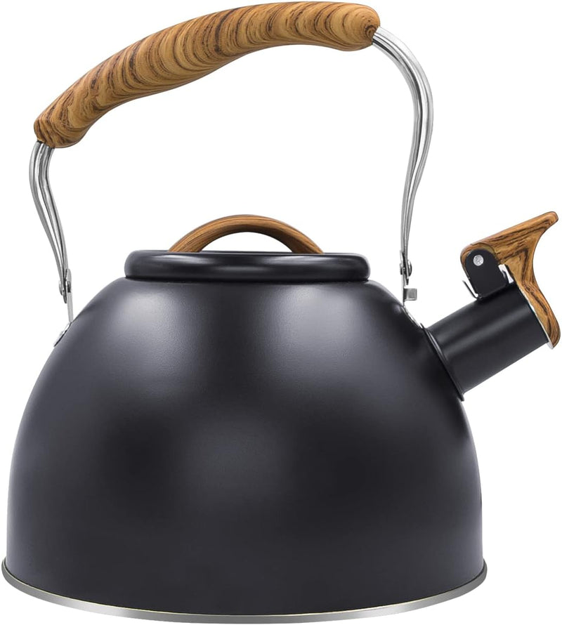 Awvlvwa Whistling Stovetop Tea Kettle, 2.6 Quart/3.0 Liter Stainless Steel, Food Grade Tea Pot for Stove Top, Tea Pot with Anti-Heat Handle, Anti-Rust, Suitable for All Heat Sources (Pure White)