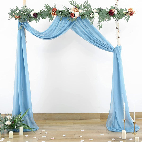 Wedding Arch Draping Fabric - Dusty Blue Sheer Backdrop Curtains 6 Yards - Ceremony and Reception Decor