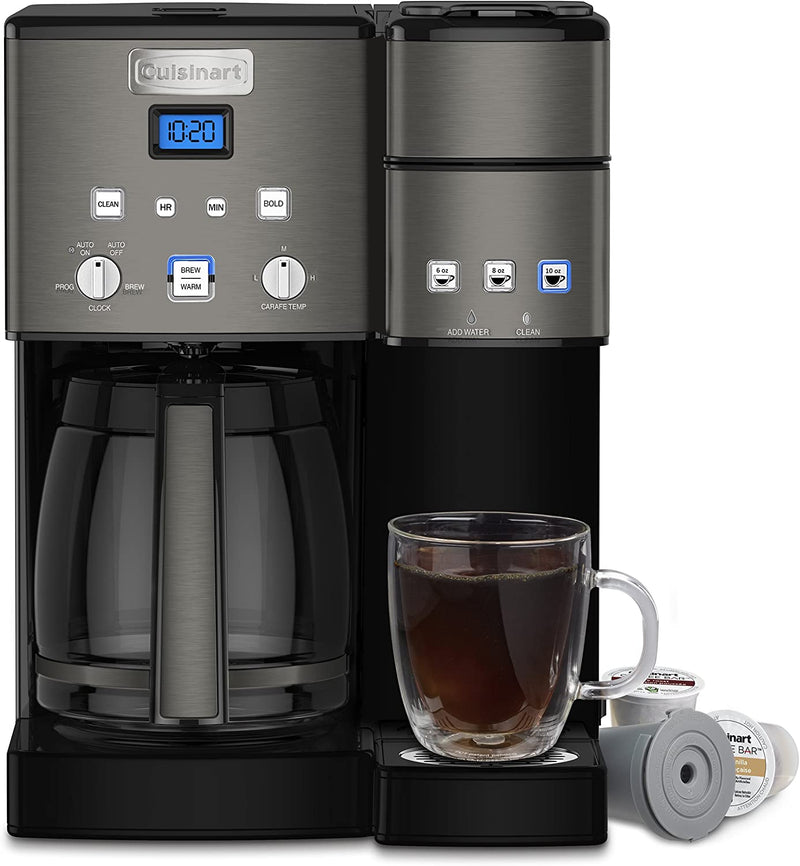 Cuisinart Single Serve + 12 Cup Coffee Maker, Offers 3-Sizes: 6-Ounces, 8-Ounces and 10-Ounces, Stainless Steel, SS-15P1