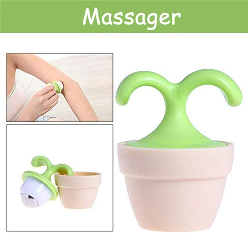 16xi 2PCS Handheld Body Massager Mini Potted Plant Shaped Roller Ball Bead Relaxation Neck Foot Face Pot Desk Decor Massage Cooling for Neck, Arms, Legs, Feet - Office, Home or On-The-Go Great Gifts