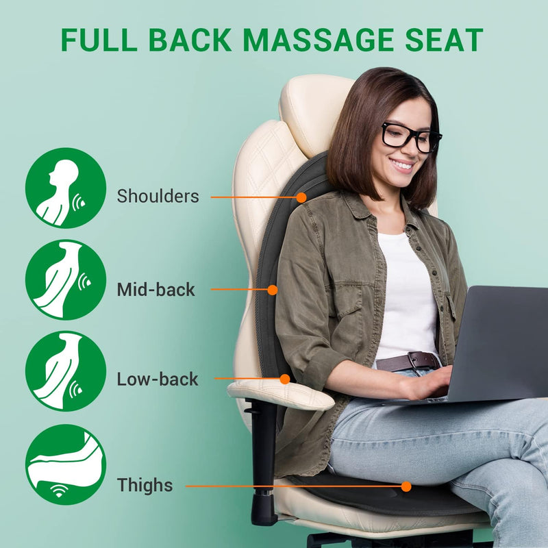 MYNTA Vibrating Massager Seat Cushion with Fast Heat,8 Vibration Massage Nodes to Release Stress and Fatigue,Back Massager Chair Pad for Back