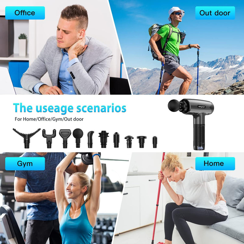 Sualcy Massage Gun Deep Tissue for Athletes, Muscle Percussion Massagers Gun for Neck Back with 10 Heads, 30 Adjustable Speeds Portable Handheld Electric Massager for Body Relaxation (Carbon)
