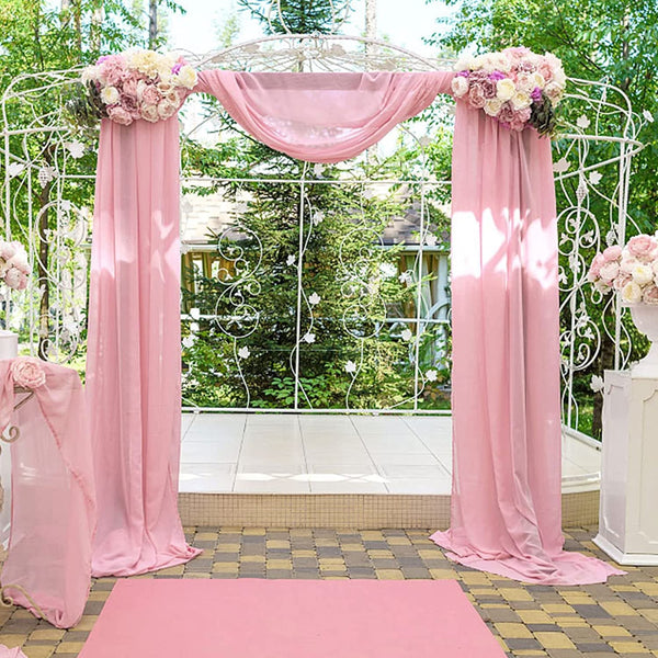 Wedding Arch Drapes Fabric 3 Panels 6 Yards Pink Chiffon Drapes Backdrop for Baby Shower Birthday Party Decorations