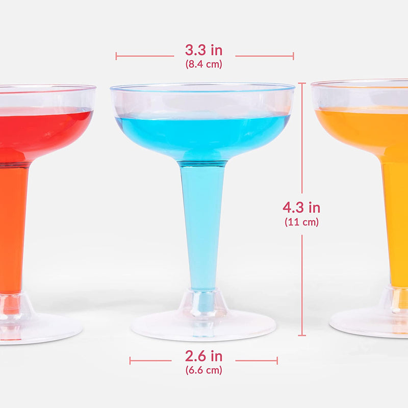 Prestee 24 Clear Plastic Coupe Glasses, 4oz - Champagne Glasses Plastic Disposable, Disposable Margarita Glasses Plastic, Martini, Mimosa, Cocktail Cups, Taco Party, Cinco de Mayo Party Decorations