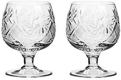 Set of 2 Hand Made Vintage Crystal Glasses, Brandy & Cognac Snifter, Old-Fashioned Glassware