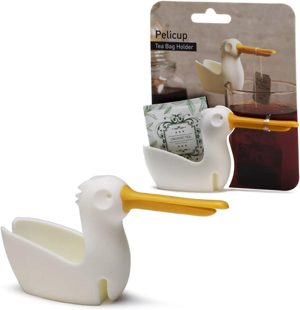 Peleg Design Pelicup: Tea Bag Holder - Fun Pelican-Shaped Tea Bag Holder for Cup w/Tea Bag Rest, Silicone Holder for Tea Bags, Mug Tea Bag Holder, 2.3x4.3x1.2 in, Cute Tea Accessories for Tea Lovers