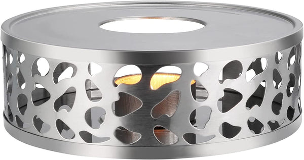 Simtive Teapot Warmer, Brushed Stainless Steel Tea Warmer with Tealight Holder, Silver