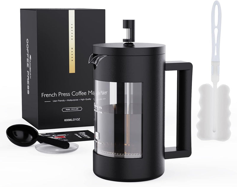 DUCHIFAD French Press Coffee Maker 12 oz, Camping French Coffee Press Glass, Heat Resistant Thickened Glass Coffee Press, 100% BPA Free Prensa Francesa, Rust-Free and Dishwasher Safe (12 oz)