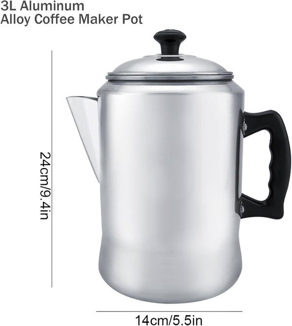 Serlium Aluminum Alloy Coffee Percolator Coffee Maker Pot Percolator Tea Kettle Stove Top Coffee Percolator with Lid for Home Outdoor