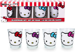 Silver Buffalo Sanrio Hello Kitty Faces 1.5-Ounce Mini Shot Glasses | Set of 4