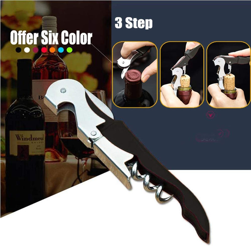 Professional Waiter Corkscrew Wine Openers Set (4 PCS),Upgraded With Heavy Duty Stainless Steel Hinges Wine Key for Restaurant Waiters, Sommelier, Bartenders