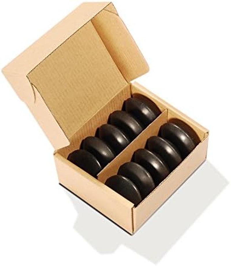 Master Massage 8 Piece Large Ovular Black Basalt Hot Stone Rock Massage Lava Energy Pack-3" x 2.2"x 1.1" - for Professional, Spa, Massage Therapy, Relaxation