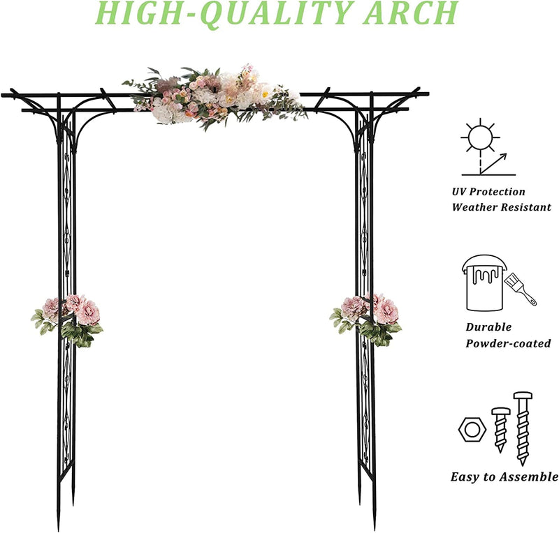 Garden Arch Arbor Steel Frame Stand - 7Ft Trellis for Wedding Ceremony Decoration