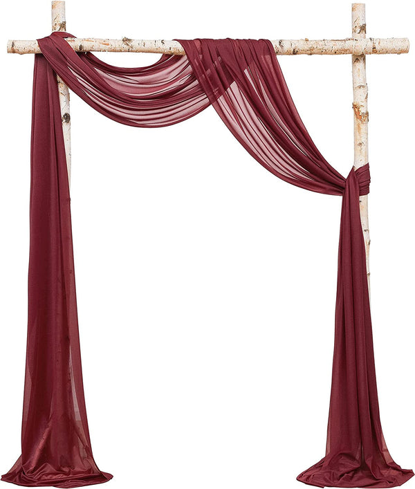 20Ft Burgundy Chiffon Fabric Drapes for Wedding Arch Decorations  2 Panels
