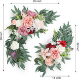 2Pcs Wedding Arch Flowers Kit Artificial Flower Swag for Wedding Welcome Sign Dusty Rose White Floral Swag Garland for Wedding Reception Ceremony Backdrop Sweetheart Table Chair Home Decor