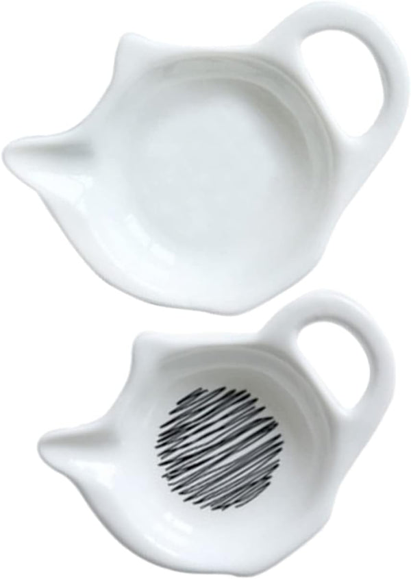 CIYODO 2pcs Ceramic Tea Bag Saucer Teabag Coaster Teabag Saucer Accessory Tray Coffee Spoons for Coffee Bar Coffee Spoon Rest Teabag Tray Tea Bag Plate Dip Ceramics Tea Accessories