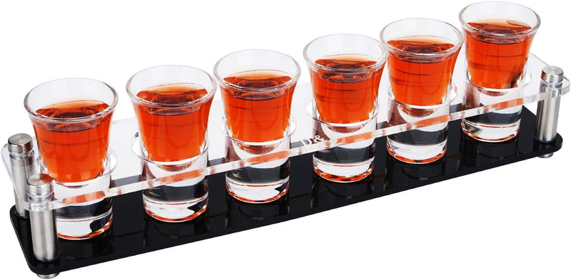 D&Z 1 Ounce Shot Glass Set with Tray, 12 Shot Glasses for Tequila/Vodka/Whiskey/Cocktail, Unique and Convenient Serving Tray - Easily Organize More Attractive Gatherings, Ideal 21st Birthday Gifts