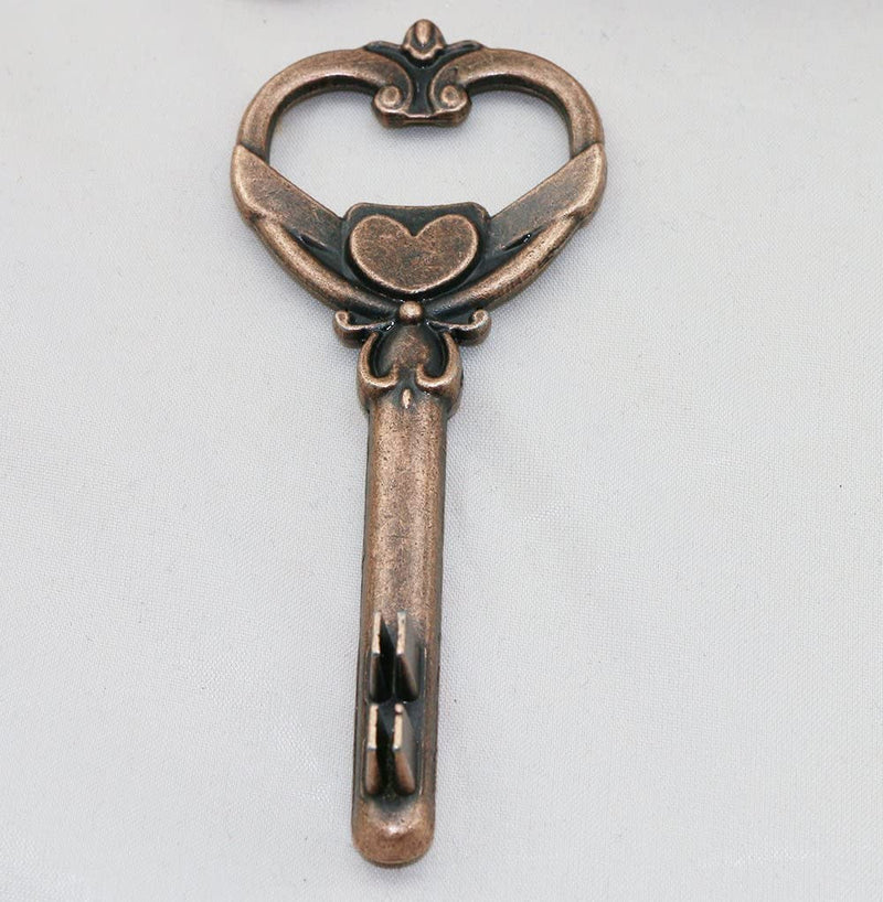 40Pcs Multi Function Antique Skeleton Key Heart Shaped Bottle Opener Place Card Holder Wedding Favor Rustic Decoration