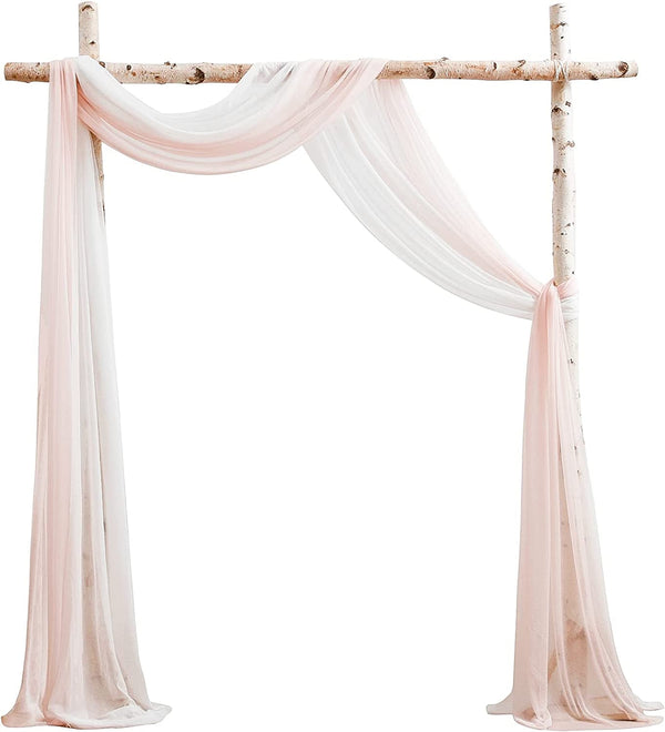 Wedding Arch Draping 20Ft Chiffon Fabric Panels - Blush  White Decorations