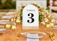 Wedding Table Numbers with Wooden Stands Holders 1-10, White Arch 5X7" Acrylic Signs and Holders, Perfect for Centerpiece, Reception, Decoration, Party, Anniversary, Event