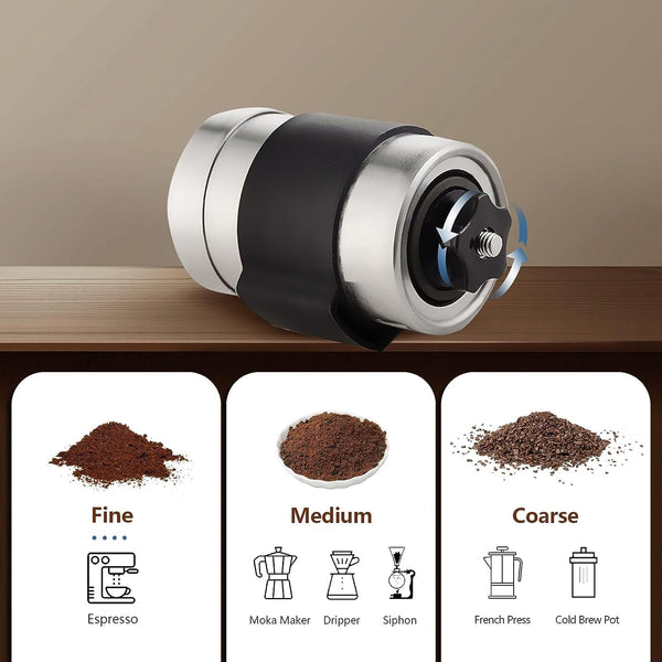 Ankrs Manual Coffee Grinder, Stainless Steel Manual Ceramic Burr Mini Coffee Bean Grinder, Portable Small Hand Coffee Grinder for Expressp, Chemex, Aeropress Grinder for Camp, Kitchen, Office-Brown