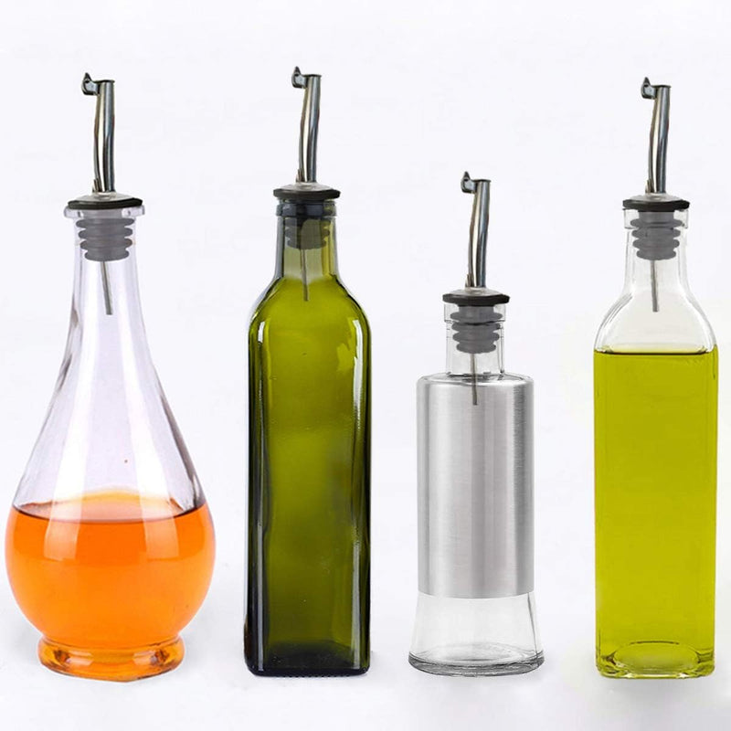 Delove Olive Oil Bottle Pourer Spout Set - Easily Turn Your Bottles into Dispensers for Liquor, Vinegar, Syrup or Oils - (4 Spout-L+Funnel)