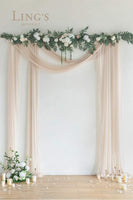 32Ft Extra Long Wedding Arch Draping Fabric 2 Panels Nude Chiffon Fabric Drapery Wedding Ceremony Reception Swag Decorations
