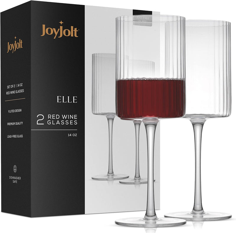JoyJolt Fluted Ribbed Coupe Glasses – ELLE 10oz Cocktail Coupe Glasses Set of 2, Unique Champagne Coupe Glasses, Ribbed Martini Glass or Cocktail Glasses. Vintage Style Drinking Glasses