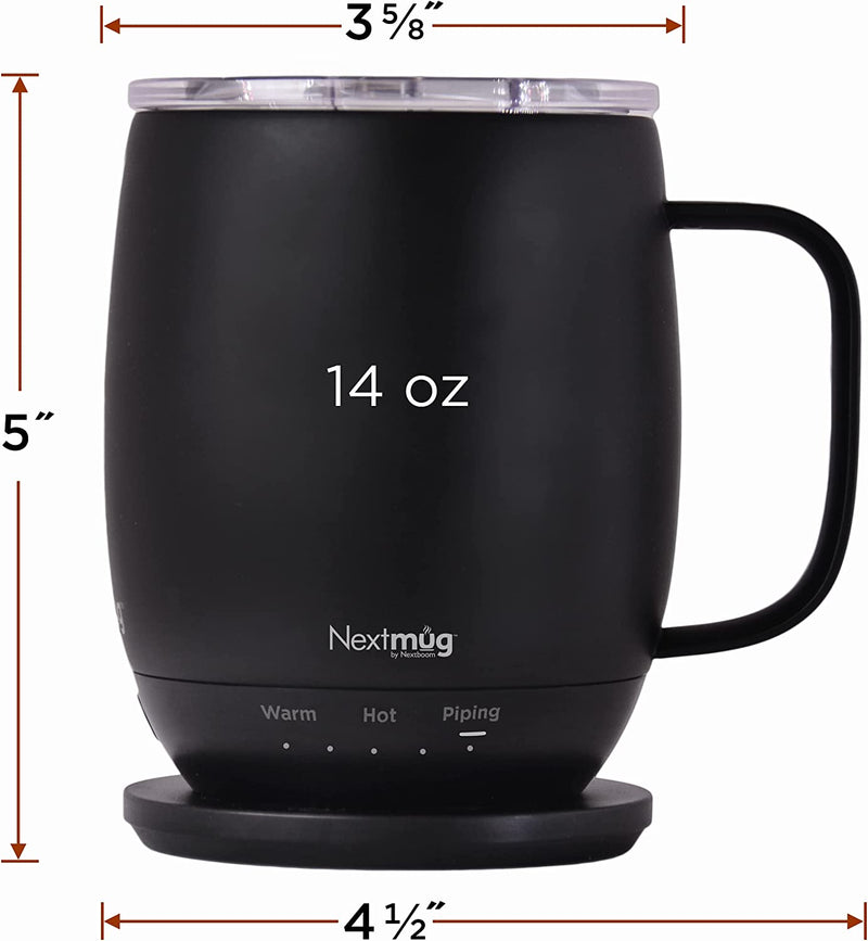 Nextmug - Temperature-Controlled, Self-Heating Coffee Mug (Black - 14 oz.)