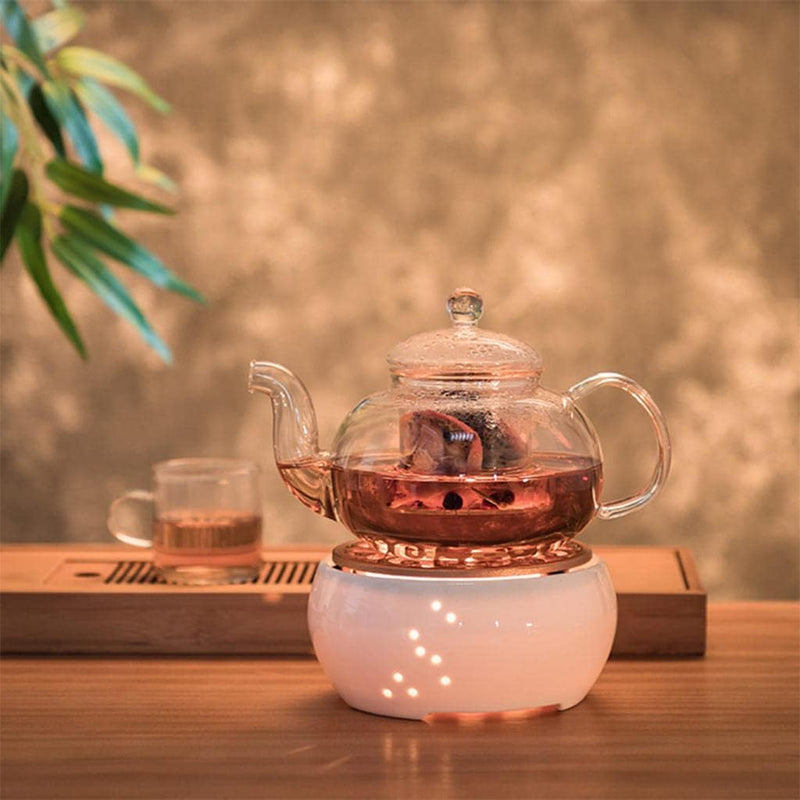 Gazechimp Ceramic Teapot Warmer, Durable Household Holder Base, with Metal Cushion Portable Tea Accessories, Candle Heater Heating Base for Milk, Coffee