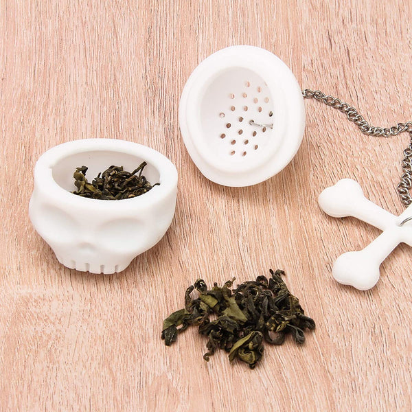 Leaf Tea Infuser, Silicone Tea Strainer, Coolrunner 2 Pcs Tea Bones Skull Tea Filter Diffuser for Loose Leaf Leaves, Mugs and Teapots