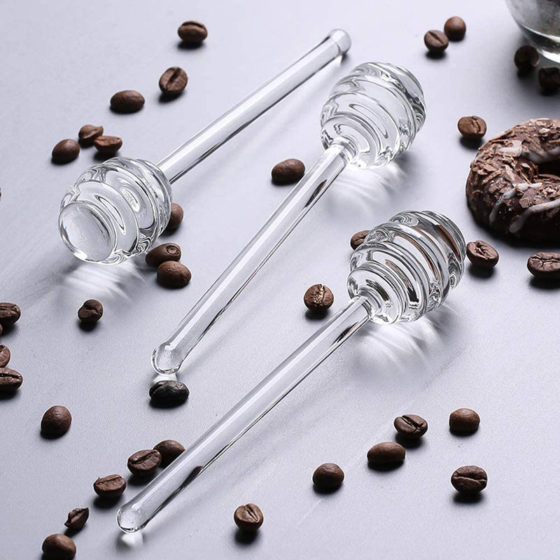 2Pcs 6 Inches Clear Glass Honey Dipper Sticks Stirring Sticks Server Honey Spoon for Honey Jar Dispense Drizzle Honey and Wedding Party Favors