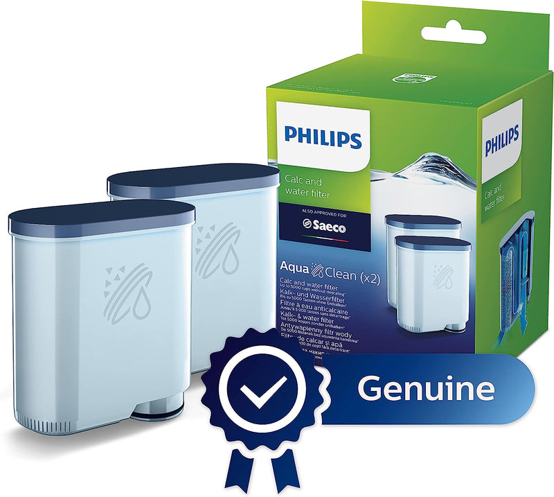 PHILIPS AquaClean Original Calc and Water Filter, No Descaling up to 5,000 cups, Reduces Formation of Limescale, 2 AquaClean Filters, (CA6903/22)