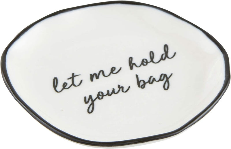 Santa Barbara Design Studio SIPS Drinkware Ceramic Tea Bag Rest, 3.5" Diameter, Let Me Hold Your Bag