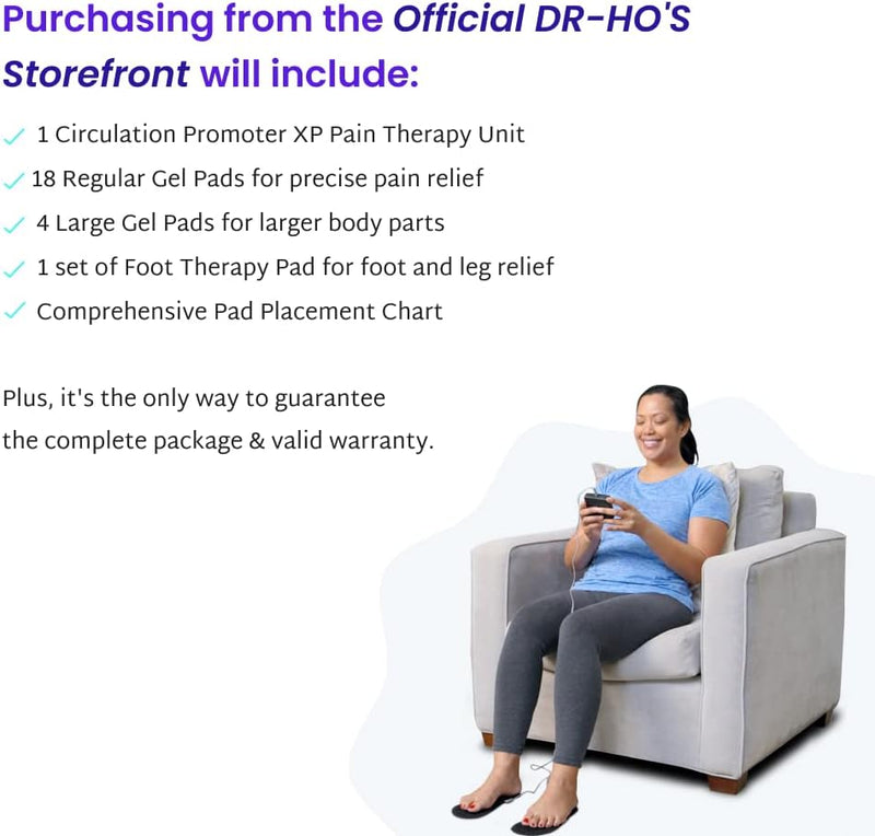 Dr Ho's Circulation Promoter XP Deluxe Package - TENS Machine, EMS and AMP with 2 Year Warranty - Increases Circulation and Alleviates Feet and Leg Pain