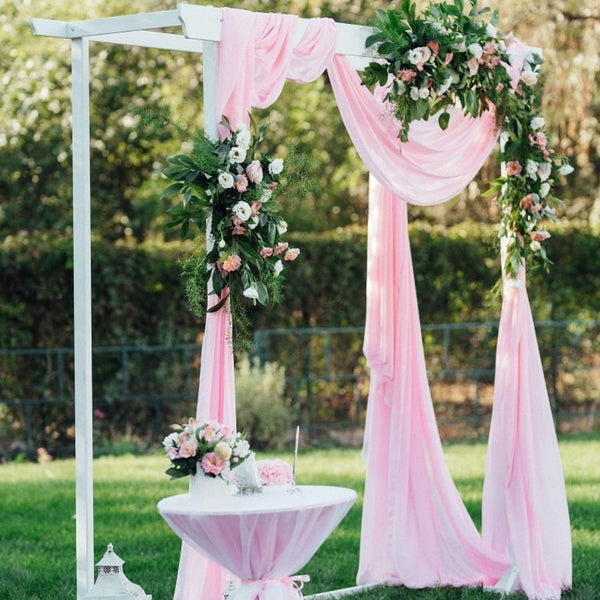 10x10 Pink Sheer Backdrop Curtains - Wedding Arch Drapes for Party Decoration