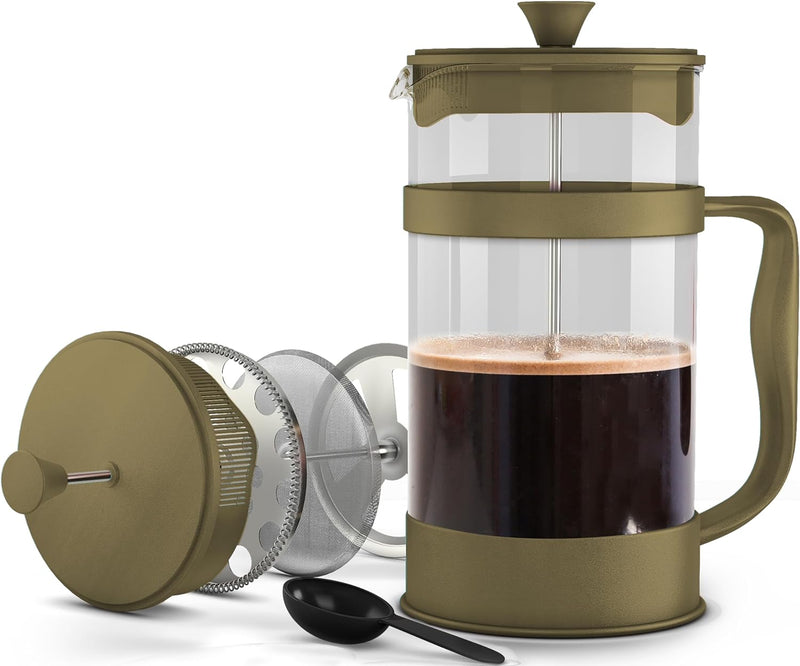 Utopia Kitchen French Press Coffee Maker, Espresso Tea and Coffee Maker with Triple Filters 34 Ounce, Stainless Steel Plunger and Heat Resistant Borosilicate Glass - Black